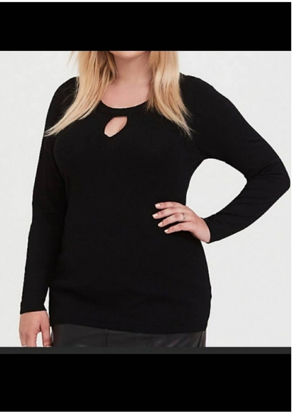 Torrid Black Keyhole Long Sleeve Sweater Knit Top Size 2/2x